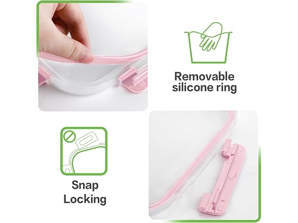 HOMBERKING 8-Pk 36oz Large Glass Meal Prep Containers, Pink