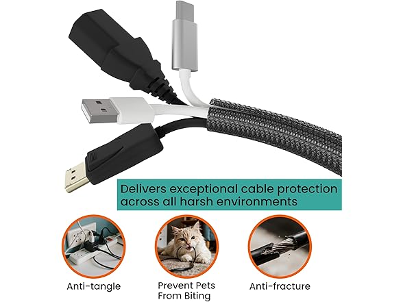 CableGeeker PET Cable Sleeve, Black
