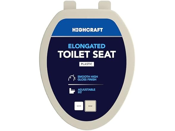 HIGHCRAFT Premium Elongated Toilet Seat with Adjustable Hinges