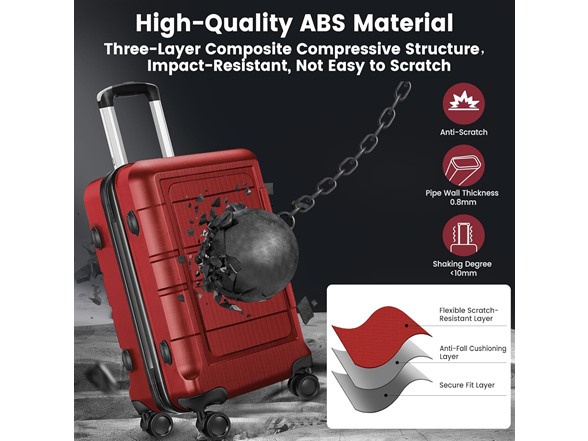 Axidou PC+ABS 3Pc Luggage Set w/ Spinner Wheels