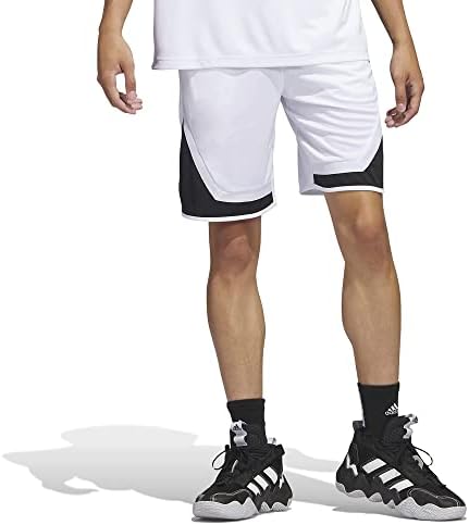 adidas Men's Pro Block Basketball Shorts, White/Black
