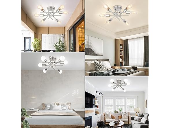 TOBUSA 6-Light Silver Ceiling Light Fixture