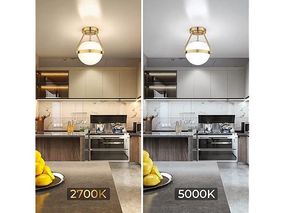 Lakumu Globe Semi Flush Mount Ceiling Light, Gold