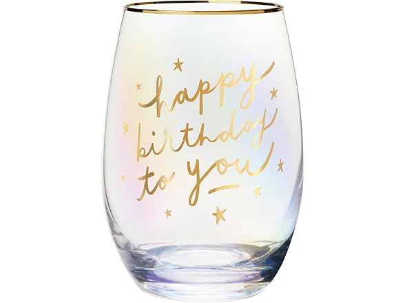 Stemless Wine Glass Happy Birthday To You