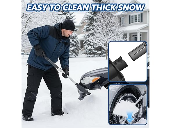Eakertte W0095 3-in-1 Extendable Car Snow Shovel