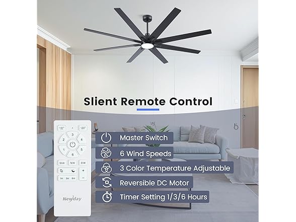 Newday 72In Large Ceiling Fan