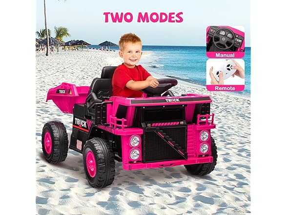 12V Ride On Dump Truck Pink