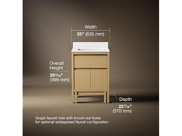 Kohler 24" Bathroom Vanity Cabinet with Sink Quartz Top, Oak