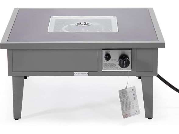 LeisureMod Walbrooke Modern Outdoor Square Fire Pit Table Grey