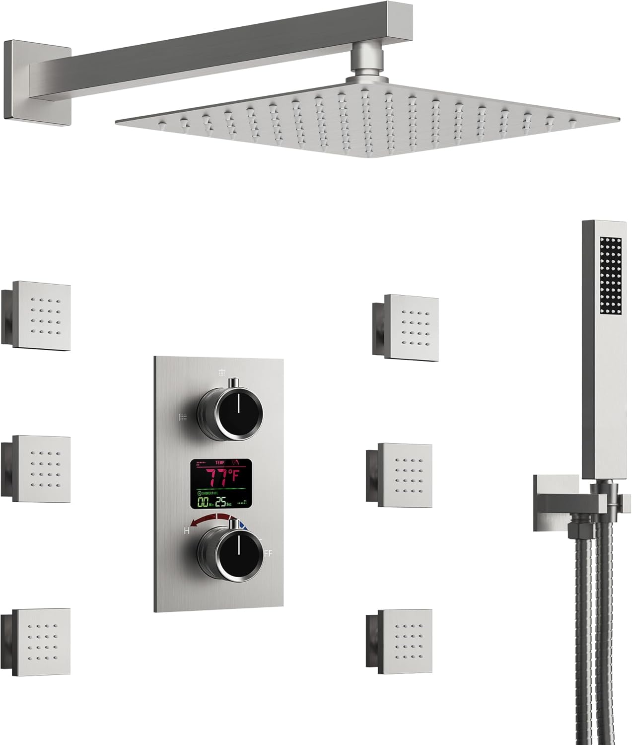 EVERSTEIN SFS-1014-NK12 12" Brushed Nickel Shower System - Gallery 11