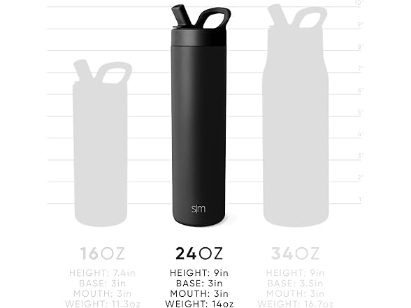 Simple Modern Water Bottle with Straw lid 24oz, Blush