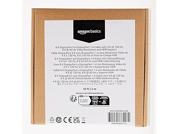 Amazon Basics DisplayPort Cable, 10 ft, 28-Pack