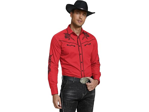 Coofandy Men (L) Western Cowboy Shirt Long Shirt