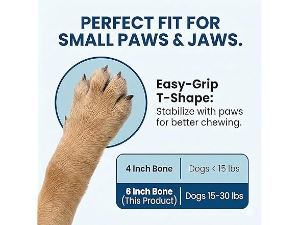 SPOT Bam-Bones Puppy T-Bone Dog Chew Toy- 6" Blue