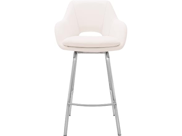 Armen Living Aura White Swivel 30" Bar Stool-Set of 3