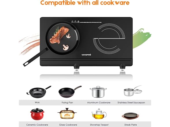 1800W Infrared Double Burner Electric Cooktop - Gallery 3