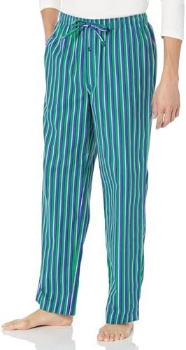 Amazon Essentials Men's Flannel Pant and Long-Sleeve T-Shirt Pajama Set, Blue Green Stripe, 3X-Large Big