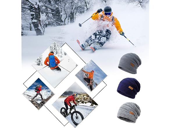 Omechy (OS) Beanie Thick Fluffy Lined Knit Cap
