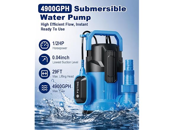 FOTING 1/2HP 4900GPH Sump Pump Float