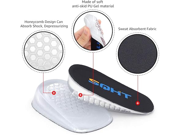 SQHT Gel Height Increase Insoles Small
