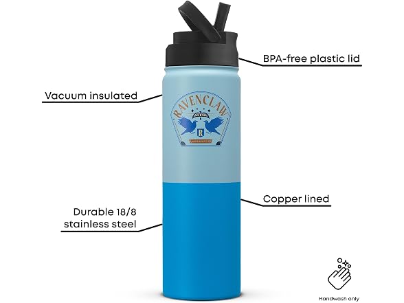 JoyJolt Harry Potter Ravenclaw Stainless Steel Water Bottle
