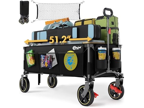 Portal 51.2" Black Foldable Wagon Cart