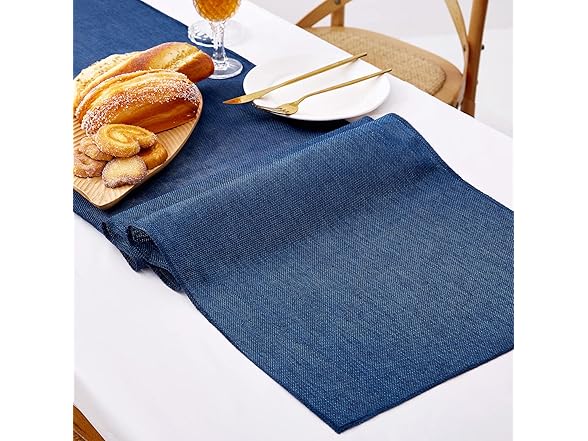 Simple Modern LuoluoHouse Blue Table Runner Burlap