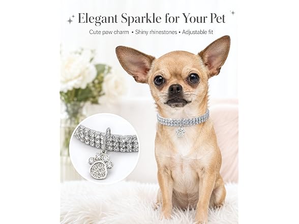 Rhinestone Pet Collar, Sparkling 3 Rows Crys