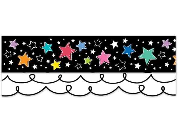 CTP Star Bright Colorful Stars on Black EZ Border