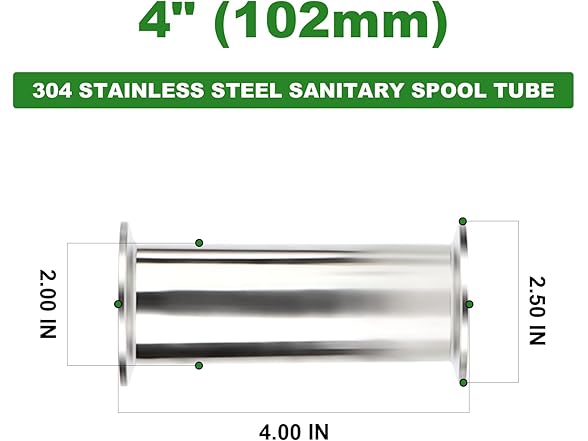 2" Tri Clamp Ferrule 4" 304SS+Washers