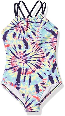 Kanu Surf Girls' Jasmine Beach Sport Halter One Piece Swimsuit, Camille Multi, 12