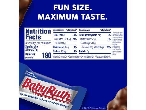 Baby Ruth Chocolate Bar, 3.9 Ounce 6-Pack (24-Pack, or 144 Bars Total)
