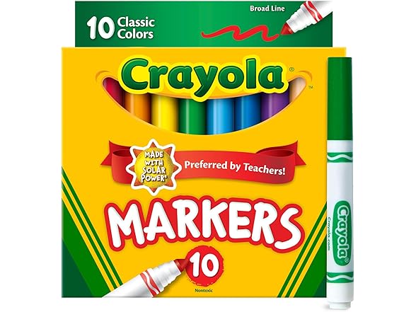 Crayola Broad Line Markers, Classic Colors 10 Count