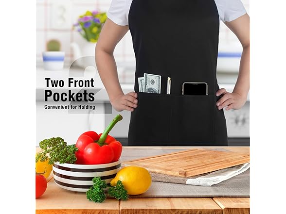Xornis 1 Piece Bib Aprons with 2 Pockets
