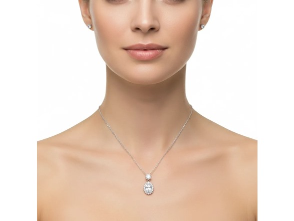 Moissanite Diamond Oval Halo Necklace