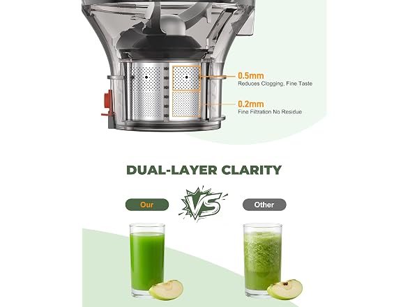Cold Press Juicer Machine, 6.5" Wide Chute Masticating Juicer
