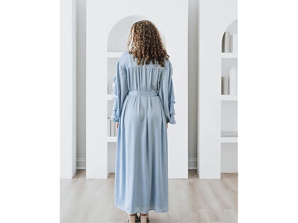 The Drop Blue Fog Ruffle Sleeve Maxi