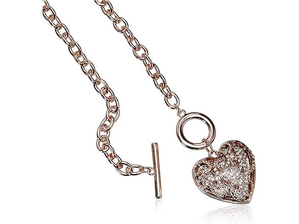 GUESS Rose Gold Stone Heart Necklace