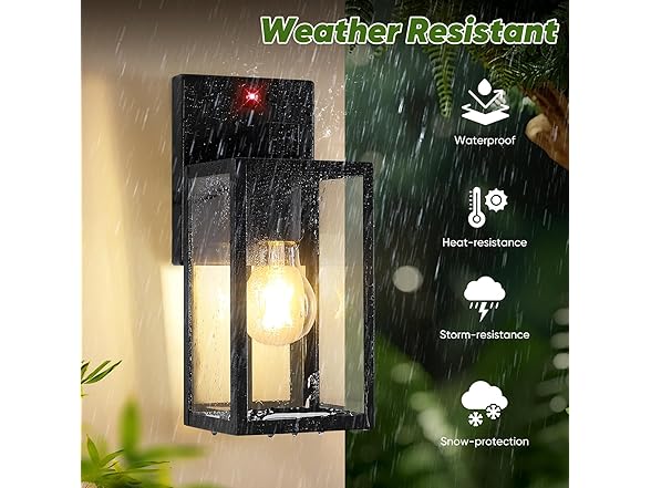 BesLowe 2-Pack Outdoor Wall Lights, Black