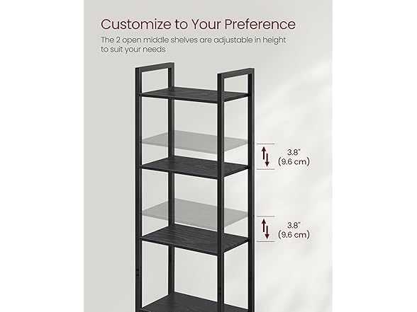 VASAGLE 6-Tier Bookshelf, Tall Bookcase with Cabinet