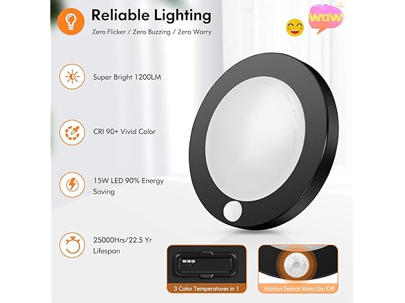 Brightever 2-Pack Motion Sensor LED Ceiling Lights