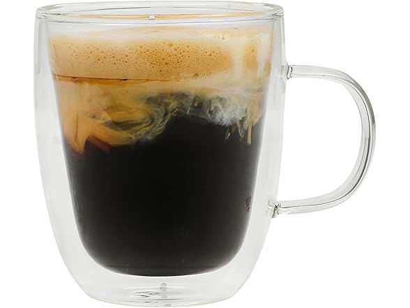 Mr. Coffee 16 Ounce Insulated Double Wall Glass Coffee & Tea Cups