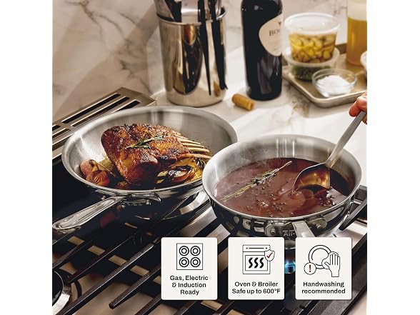 All-Clad Stainless Steel Cookware Saucier + 10” Fry Pan