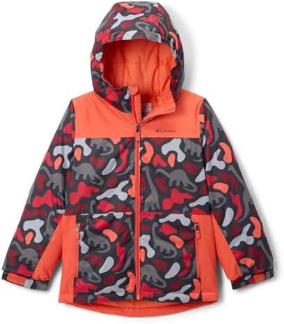 Columbia Youth Lightning Lift IV Printed Jacket, Shark Dinoflauge/Zing, X-Large