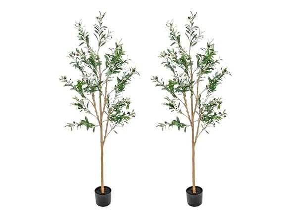 Sunnydaze Fake Olive Tree - Set of 2