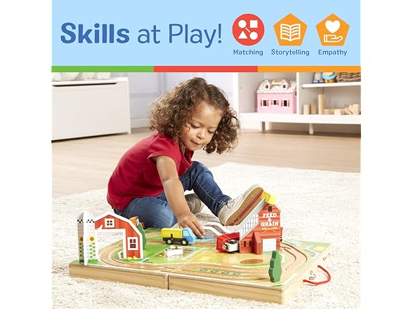 Melissa & Doug 17-Piece Wooden Take-Along Tabletop Farm