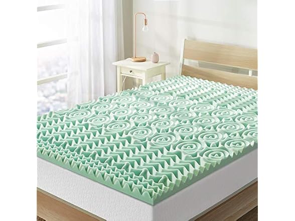 Mellow 1.5 Inch 5-Zone Memory Foam Mattress Topper- Calming