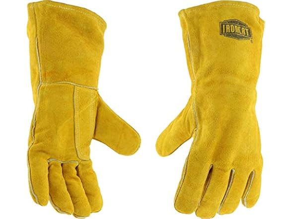12PK Ironcat Standard Split Cowhide Leather Gloves, Large