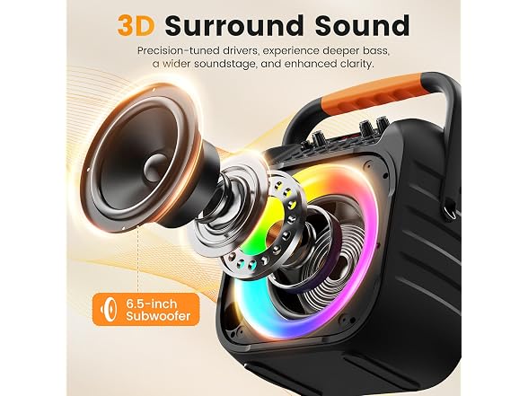 PPMIC BT Karaoke Machine 2 Mics 6.5in