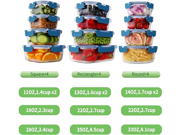HOMBERKING 24pc Glass Food Containers